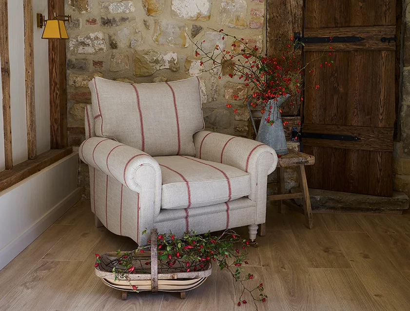 1 Aldingbourne Chair in Grain Sack Stripe Red